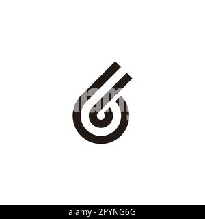 Number 6 double line, curve geometric symbol simple logo vector Stock Vector