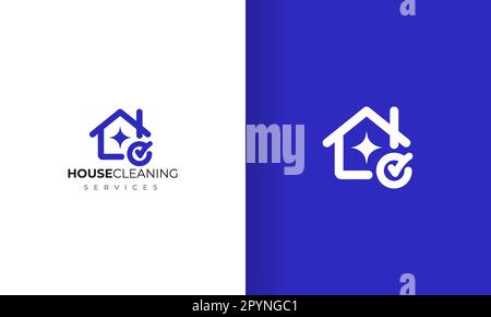 House cleaning logo design using blue color with simple modern design style Stock Vector