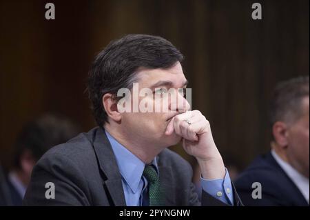 Washington, United States. 04th May, 2023. Senior Fellow at the Manhattan Institute Mr. Brian Riedl.looks on during a Senate Budget Committee hearing on 'The Default on America Act: Blackmail, Brinkmanship, and Billionaire Backroom Deals' at the U.S. Capitol in Washington, DC on Thursday, May 4, 2023. Photo by Bonnie Cash/UPI Credit: UPI/Alamy Live News Stock Photo