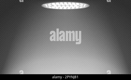 Led full spectrum round phytolamp for indoor plant growing. White uv light. Modern agro equipment for illumination in commercial greenhouse or home ga Stock Vector