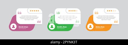 Simple minimalist client feedback or review rating card with abstract shape Stock Vector