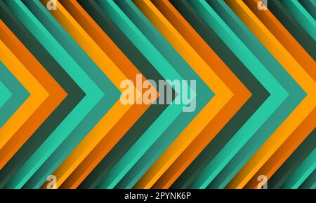 Dynamic green and orange wide abstract background with arrows. Vector illustration Stock Vector