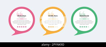 Minimalistic client feedback ui element with circular speech bubble shape and star rating Stock Vector