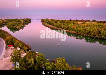 The estuary of Pineios river next to Kouloura beach (Aegean sea), Larissa, Thessaly, Greece. Stock Photo