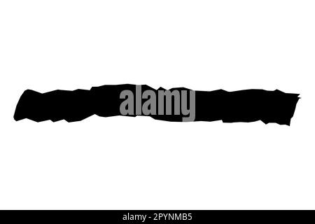 Black stain of paintbrush isolated on white background. Hand-drawn spot of paint, ink. Grunge dye splash. Uneven brush smear. Copy space banner. Vecto Stock Vector