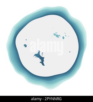 Seychelles logo. Badge of the island. Layered circular sign around Seychelles border shape. Appealing vector illustration. Stock Vector