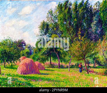 Haystacks, Morning, Eacute; ragny by Camille Pissarro. Original from The MET museum. Stock Photo