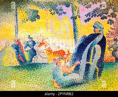In the Park painting in high resolution by Henri-Edmond Cross. Original from The Cleveland Museum of Art. Stock Photo