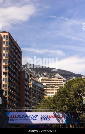 Monaco - 04/05/2023, branding illustration of the city during the 2023 Monaco ePrix, 7th meeting of the 2022-23 ABB FIA Formula E World Championship, on the Circuit de Monaco from May 4 to 6, 2023 in Monaco - Photo: Germain Hazard/DPPI/LiveMedia Stock Photo