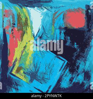 Modern Vector Illustration Square and Shapes Painting Geometry from Original Artwork Blue Colors Stock Vector