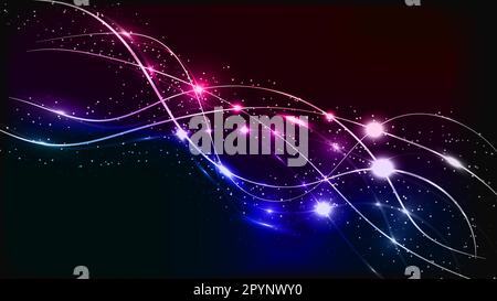 Abstract multicolored blue violet red and green beautiful digital modern magical shiny electric energy laser neon texture with lines and waves stripes Stock Vector