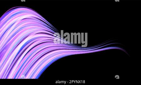 Beautiful bright purple pink abstract energetic magical cosmic fiery texture of lines and stripes, waves, flames with curves turning into infinity on Stock Vector