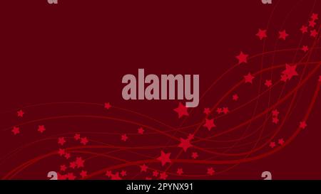 Abstract space background with red wavy lines and red asterisks. Red stars on a red bright colored background. Vector illustration Stock Vector