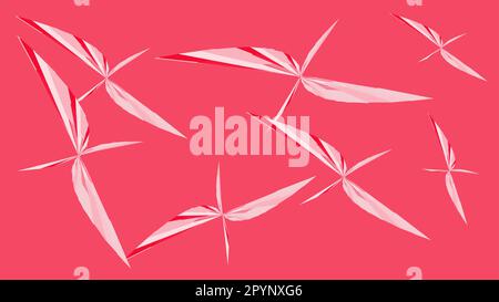 Simple background, texture of minimalistic red abstract of different beautiful bright geometric shapes in the form of butterflies, flowers and copy sp Stock Vector