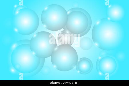 Abstract, multicolored, voluminous, smooth, glittering, bright, blue, motley circles, balls, bubbles, on a blue water background. Vector illustration. Stock Vector