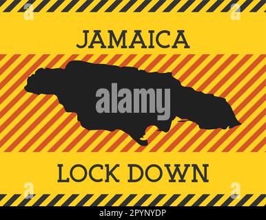 Jamaica Lock Down Sign. Yellow country pandemic danger icon. Vector illustration. Stock Vector