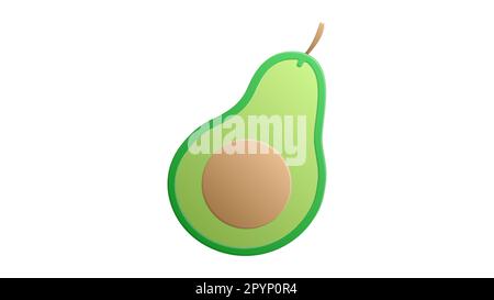 vector illustration. avocado on a white background, a green vegetable with a bone inside. an avocado with a brown seed inside. healthy food for athlet Stock Vector
