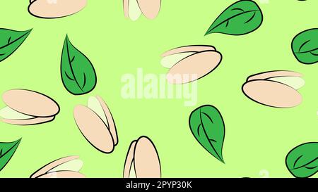 Hand drawn pistachios seamless vector illustration, black ink drawing sketch pattern on white background. Stock Vector