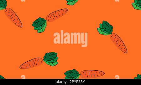 Carrot stock seamless pattern on brown background for wallpaper, pattern, web, blog, surface, textures, graphic & printing. Stock Vector