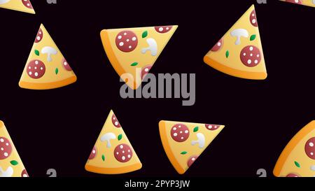 Hand draw pizza. Doodle pizza seamless pattern background. Fast food seamless vector pattern. Stock Vector