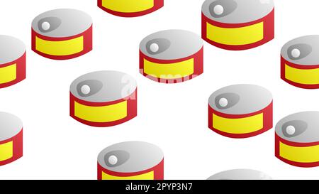 Black Canned food icon isolated seamless pattern on white background. Food for animals. Pet food can. Vector Illustration. Stock Vector