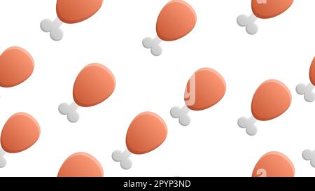 Chicken legs flat icon,eps10 seamless pattern background. Stock Vector