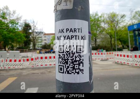 Sticker, presidential election, parliamentary election Turkey in May 2023,Turkish citizens, Berlin, Germany Stock Photo