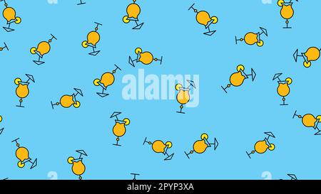 Texture seamless pattern of beautiful nice tasty refreshing alcoholic drinks cocktails with a straw slice of lemon and ice on a blue background. Vecto Stock Vector