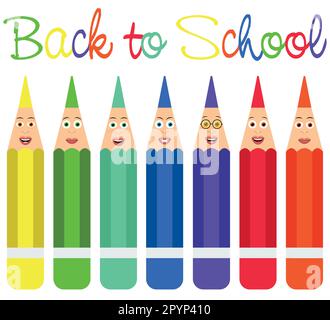 Colored pencils representing different students Stock Vector