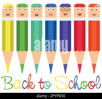 Colored pencils representing different students Stock Vector