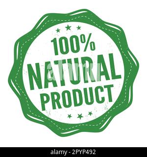 100% natural product grunge rubber stamp on white background, vector illustration Stock Vector