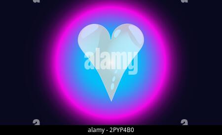 Cheerful abstract beautiful loving tender bright heart in a bubble, circle, glowing neon ball festive favorite unique heart. Back background Vector il Stock Vector