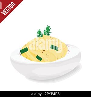 Realistic deviled egg on white background, vector illustration Stock Vector