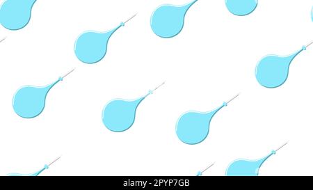 Seamless pattern texture of endless repeating medical rubber blue enema pears for cleaning the intestines on a white background. Vector illustration. Stock Vector