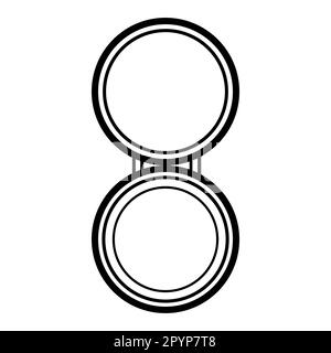 Black and white icon is a simple linear beauty of glamorous little portable powder box, powder boxes with a mirror for applying make-up of beauty of t Stock Vector