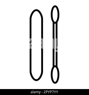 Black and white icon is a simple linear fashionable glamorous cosmic cotton swab for cleaning the face and ears and nail file, manicure guidance. Vect Stock Vector