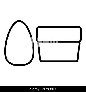 Black and white simple linear icon of fashionable glamorous beautiful means for makeup, sponge, beauty blender for applying powder, cream and a jar of Stock Vector