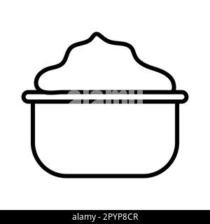 Black and white icon is a simple linear glamorous cosmetics round jar with hand cream for the feet of the face and body, for moisturizing and skin car Stock Vector