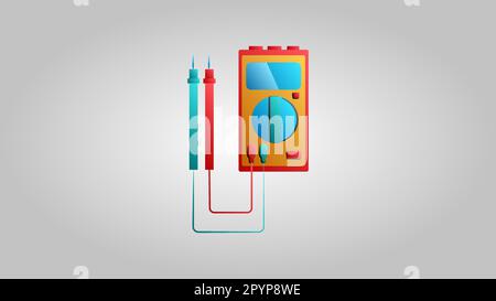 Yellow electrical industrial professional tester for measuring voltage and current diagnostics of electrical equipment on a white background. Vector i Stock Vector