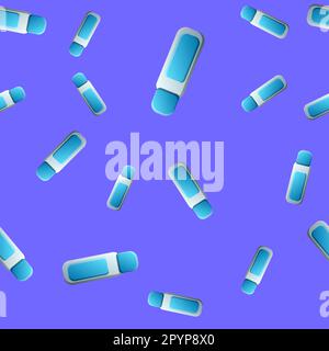 White Antiperspirant deodorant roll icon isolated seamless pattern on blue background. Cosmetic for body hygiene. Vector Illustration. Stock Vector