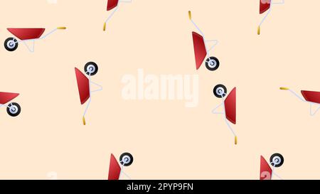 Hand Truck Icon Seamless Pattern, Hand Trolley Icon, Platform Trolley Vector Art Illustration. Stock Vector