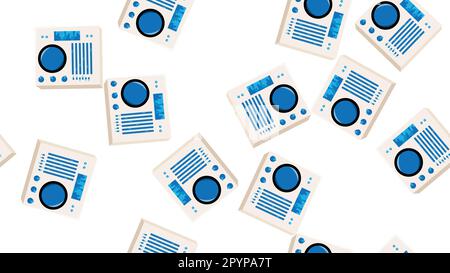 Seamless pattern endless with music audio dj consoles with vinyl old retro vintage hipster from 70s, 80s, 90s isolated on white background. Vector ill Stock Vector