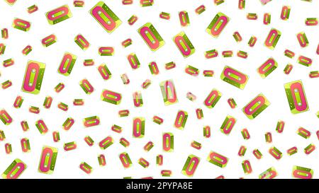 Seamless pattern of retro old hipster musical audio cassettes texture from the 70s, 80s, 90s, 2000s on a white background. Stock Vector