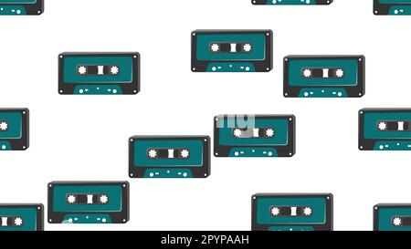 Seamless pattern endless with music audio cassettes old retro vintage ...