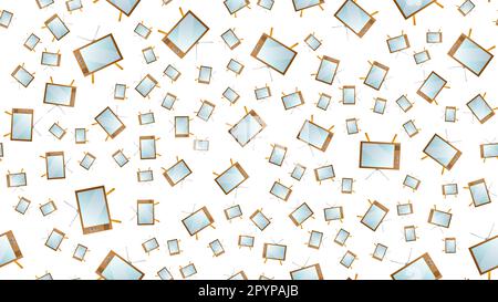 Seamless pattern from retro old hipster televisions from the 70s, 80s, 90s, 2000s on a white background. Stock Vector