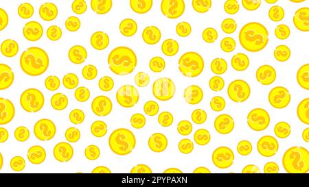 Texture seamless pattern with beautiful festive bright colored magical shiny luminous expensive luxury dollar coins with gold money. Vector illustrati Stock Vector