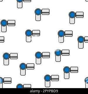 Seamless pattern, texture from modern digital video cameras for shooting movies and videos, technology isolated on white background. Vector illustrati Stock Vector