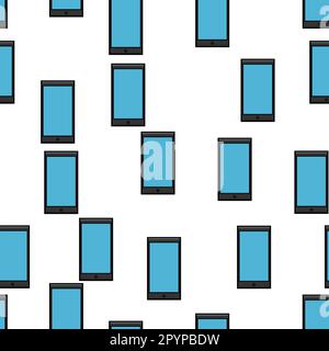 Texture seamless pattern of modern gadgets digital mobile phones smartphones new in flat style devices isolated on white background. Vector illustrati Stock Vector