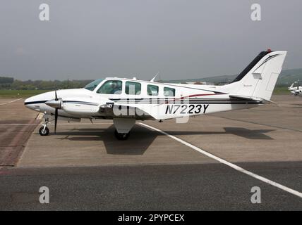 A Beechcraft 58 Baron at Brighton City Airport West Sussex Stock Photo