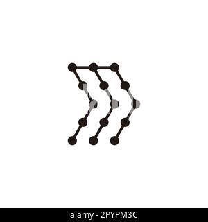 Letter M direction, molecules geometric symbol simple logo vector Stock Vector